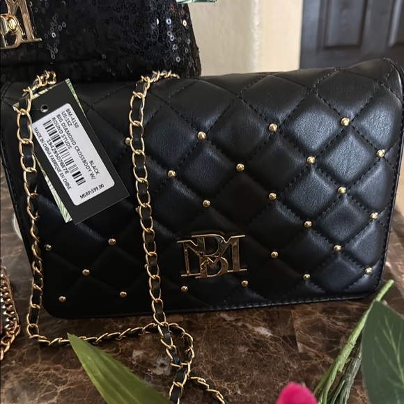 All NWT 4 bag BADGLEY MISCHKA BAG Elegant Black and Pink Quilted Chain Bags - Picture 4 of 9